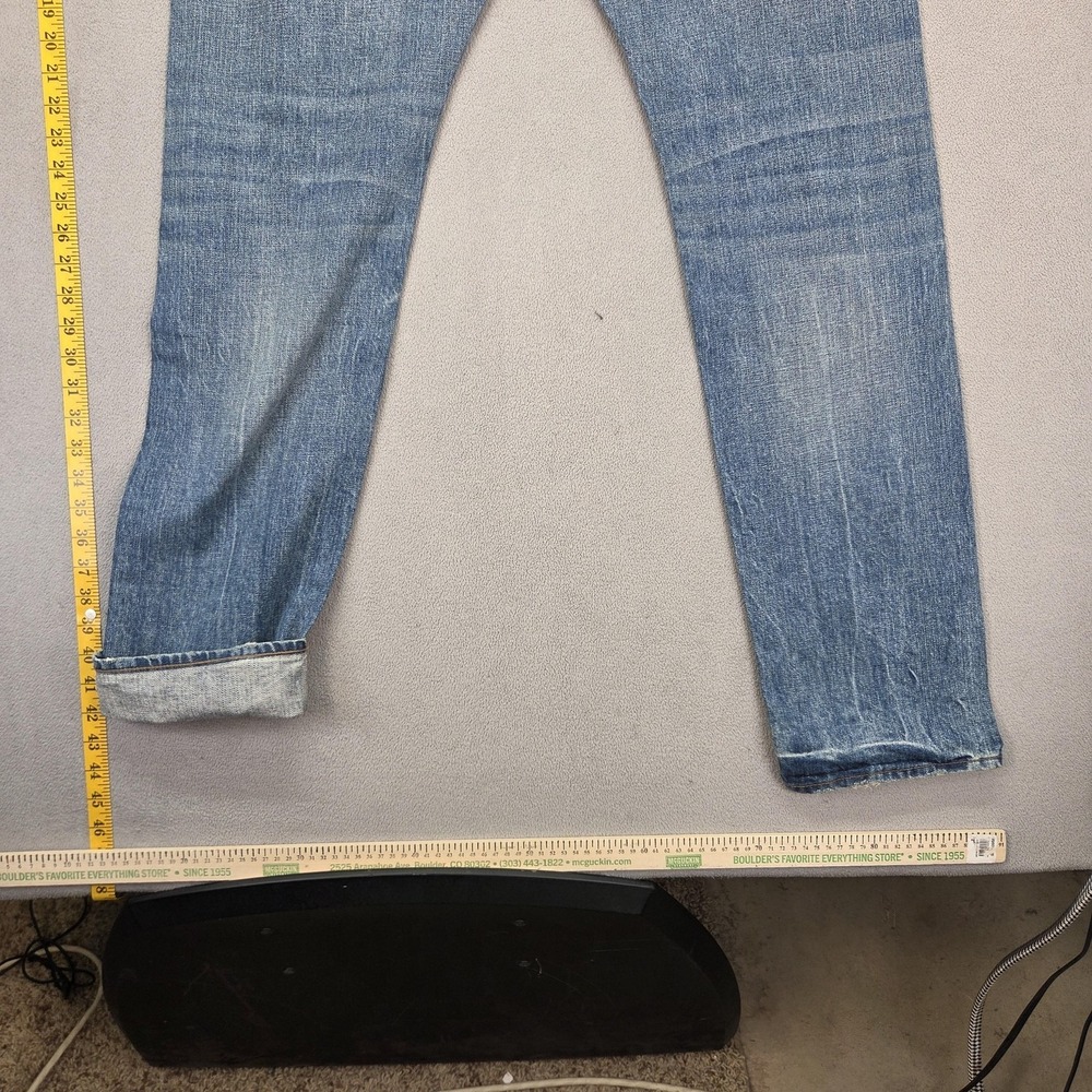 Rag & Bone Greenwich Jeans Mens Blue Straight Distressed Button Fly Fits 34x34 - Picture 3 of 12